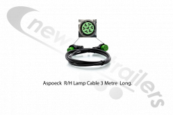 682442007 Aspoeck Tail Lamp - ASS2 Green Connector On Both Ends With 3 Metre Cable For Right Hand Lamps