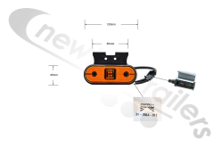 31-2064-017 Aspoeck Unipoint Side Amber Marker Lamp 90 Degree Bracket 0.5m P&R Fixing
