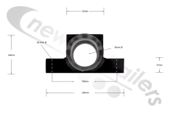 FJU5038-01 Fruehauf 65mm Tipping Hinge Trunnion or Mounting Block Assembly