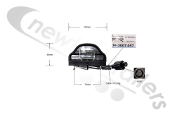 36-3007-057 Aspoeck Number Plate Light With 1 meter Wire Plug ASS1