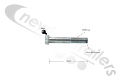 EJY 2056 Fruehauf Tipping Bar End Collar Pinch Bolt M16 x 100mm With Split Pin Hole