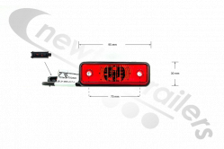 31-9804-017 Aspoeck Unipoint Rear Red LED Marker Lamp c/w RUBBER SEAL - With 0.5m P&R Connection New Model Used In Rear Header Bar