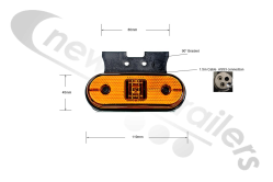 31-2067-107  Aspoeck Unipoint Side Amber Marker Lamp With Fixation 90° Back & 1.5m ASS3 Connection