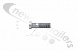 ORDER WITH NUT SAF Wheel Stud 76mm For Intradisc, Intradisc Plus & Integral Axles