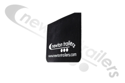 A990 20 x 16" Logo Newton Mudflap 500 x 400mm Plain Black Rubber Flap With Flat White Newton Trailers Logo